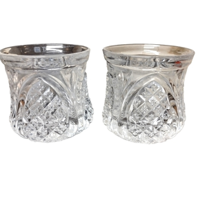 Clear Cut Glass Candle Holder, Jar‎ or Vase